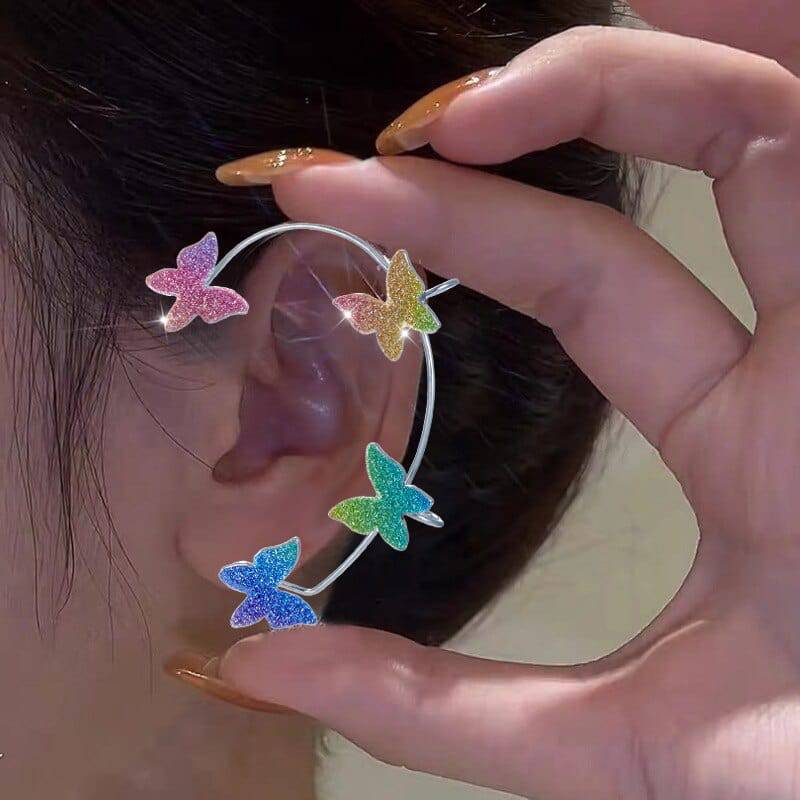 The Faye Rainbow Butterfly Cuff Earrings