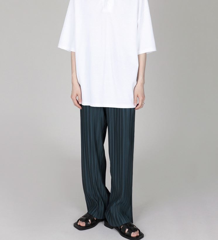 RT No. 4500 PLEATED WIDE STRAIGHT DRAPE PANTS