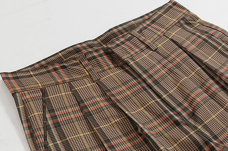 RT No. 4197 BROWN PLAID WIDE STRAIGHT PANTS