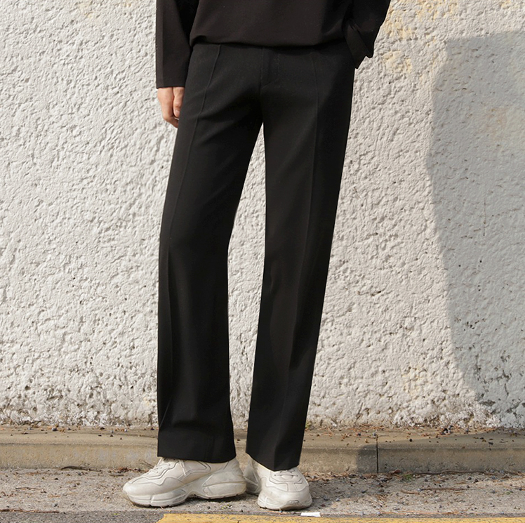 RT No. 4075 BLACK STRAIGHT WIDE PANTS