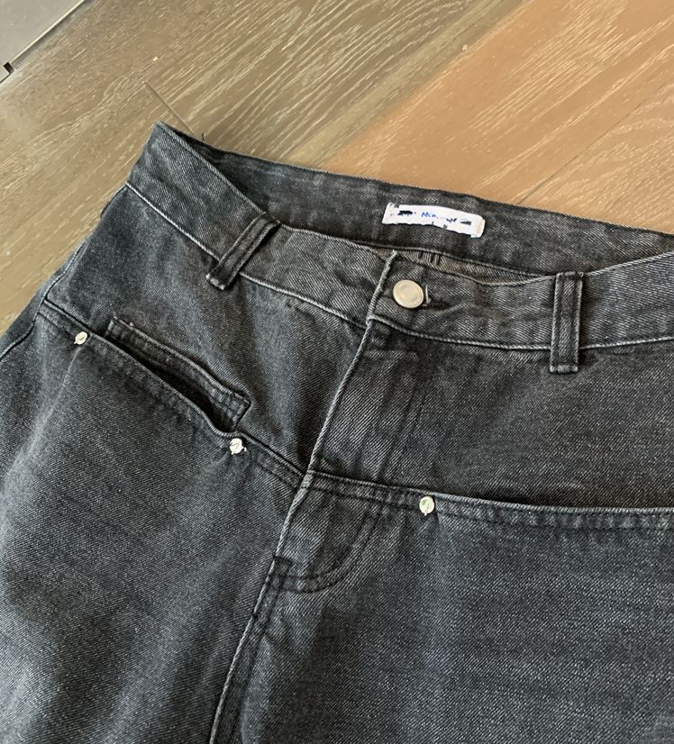 RT No. 5430 WASHED DARK GRAY STRAIGHT WIDE JEANS