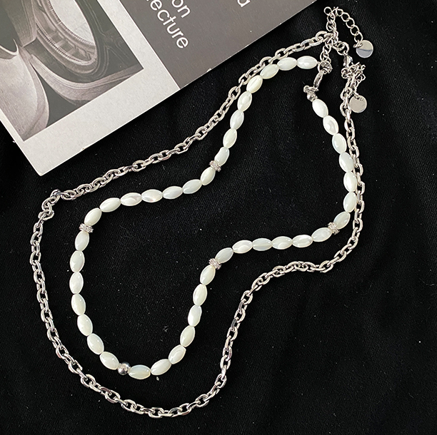 DOUBLE LAYER PEARL CHAIN NECKLACE