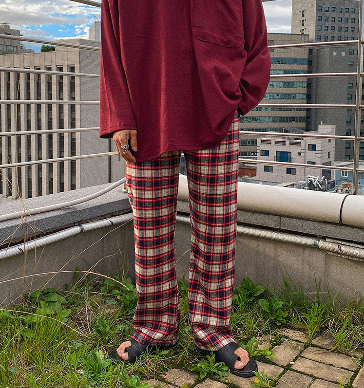 RT No. 3126 DRAWSTRING PLAID PANTS