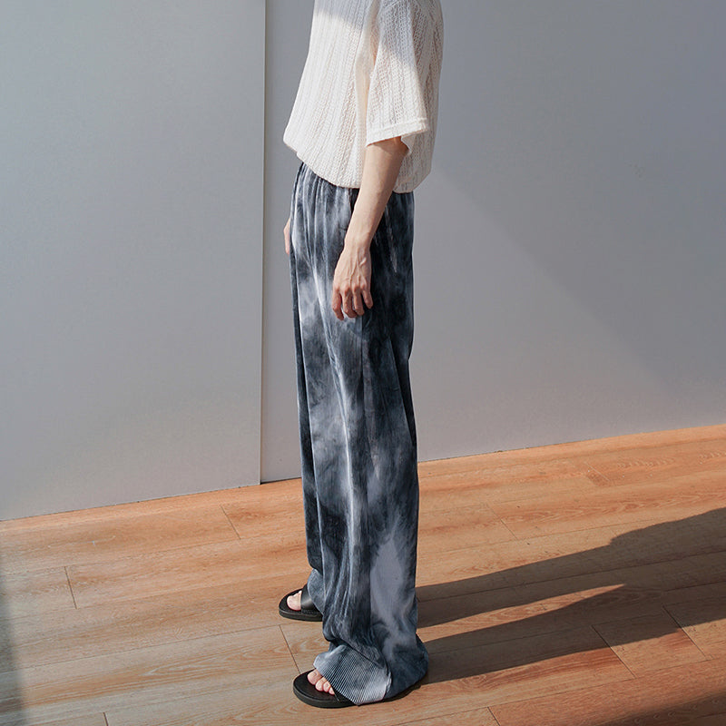 RT No. 4443 TIE-DYE PLEATED WIDE STRAIGHT PANTS