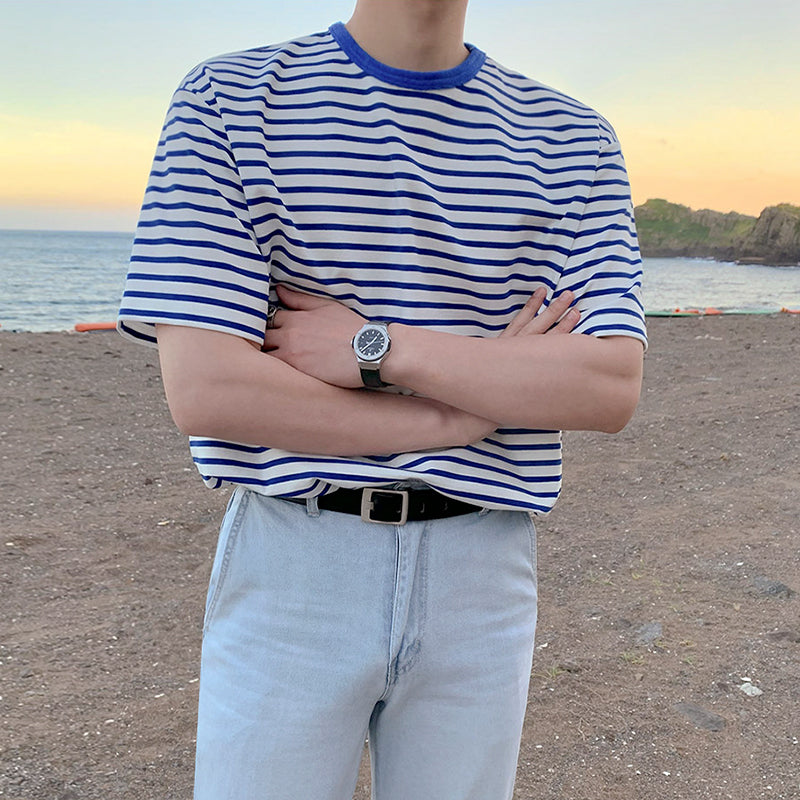 RT No. 4467 BLUE STRIPED SHORT SLEEVE SHIRT