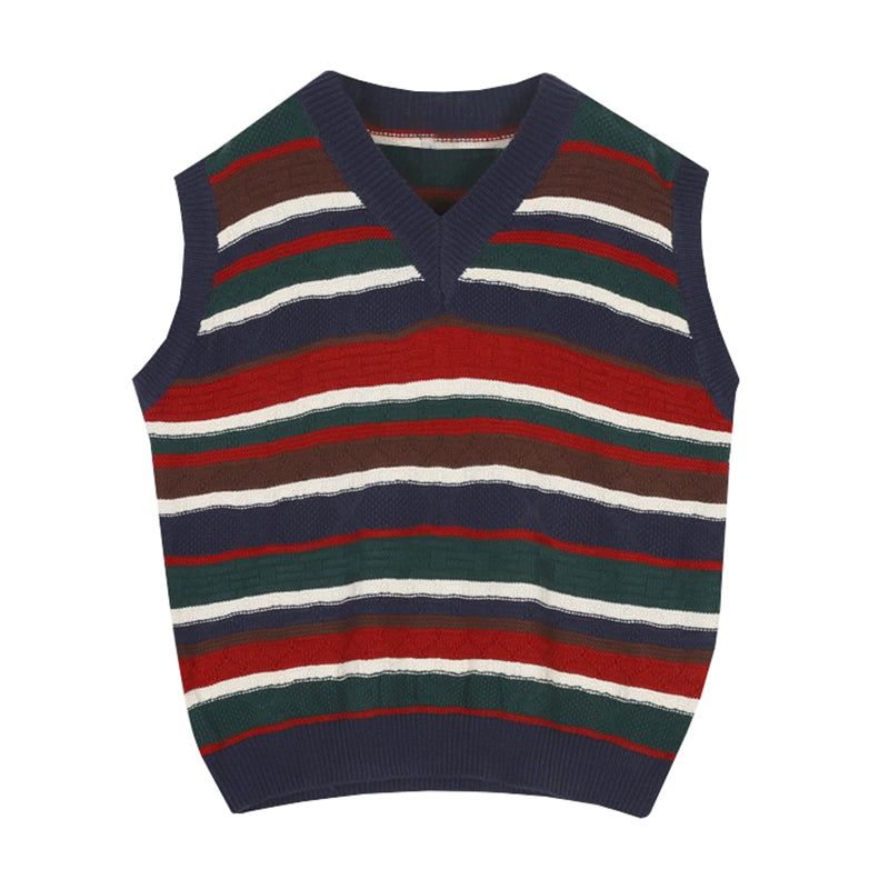 RT No. 1767 STRIPED V-NECK VEST