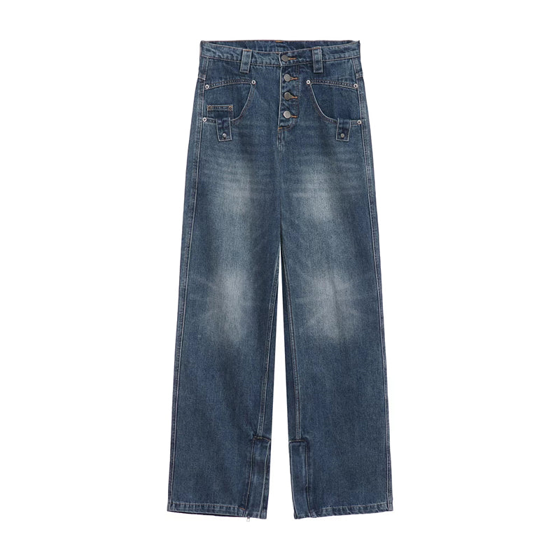 RT No. 5429 BLUE DENIM STRAIGHT WIDE JEANS