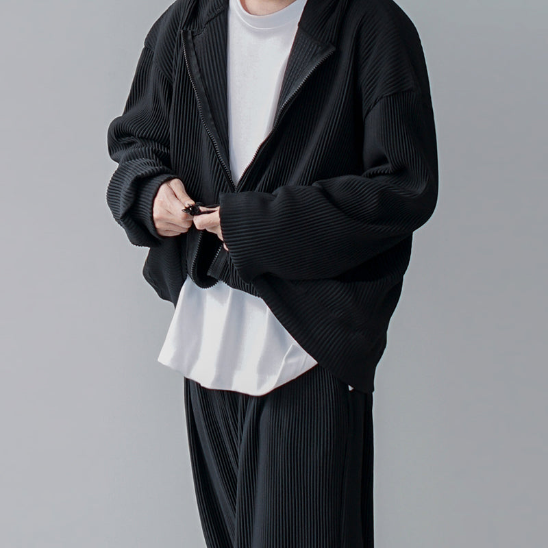 RT No. 2531 PLEATED ZIP-UP HOODIE