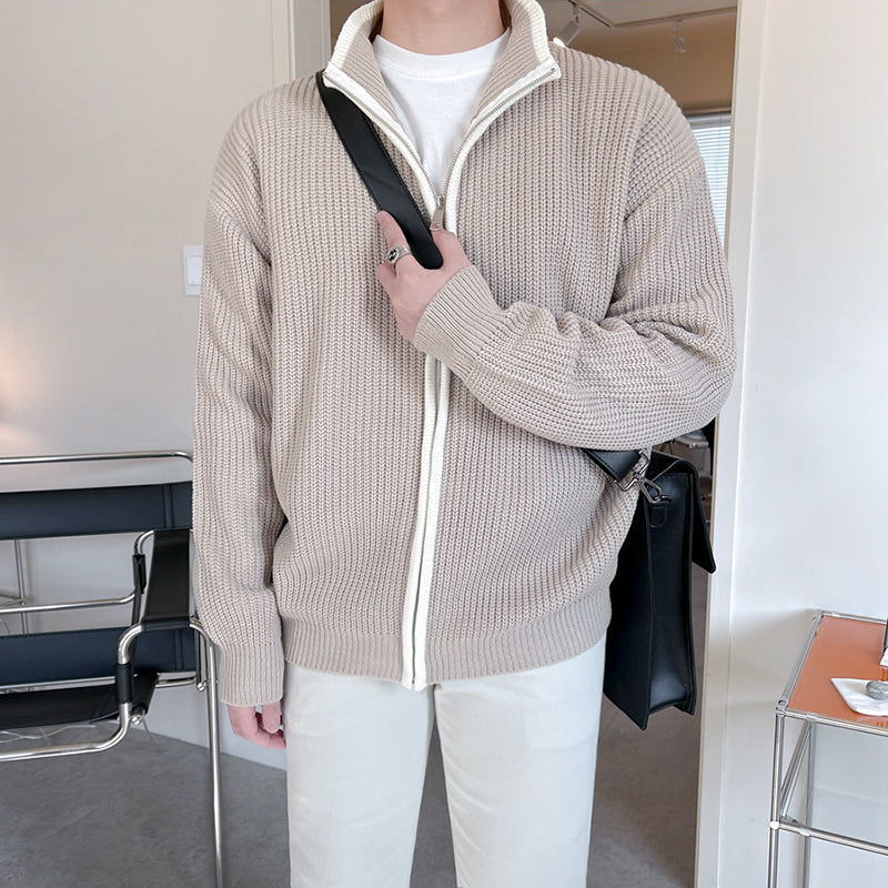 RT No. 3401 KNITTED ZIP-UP SWEATER