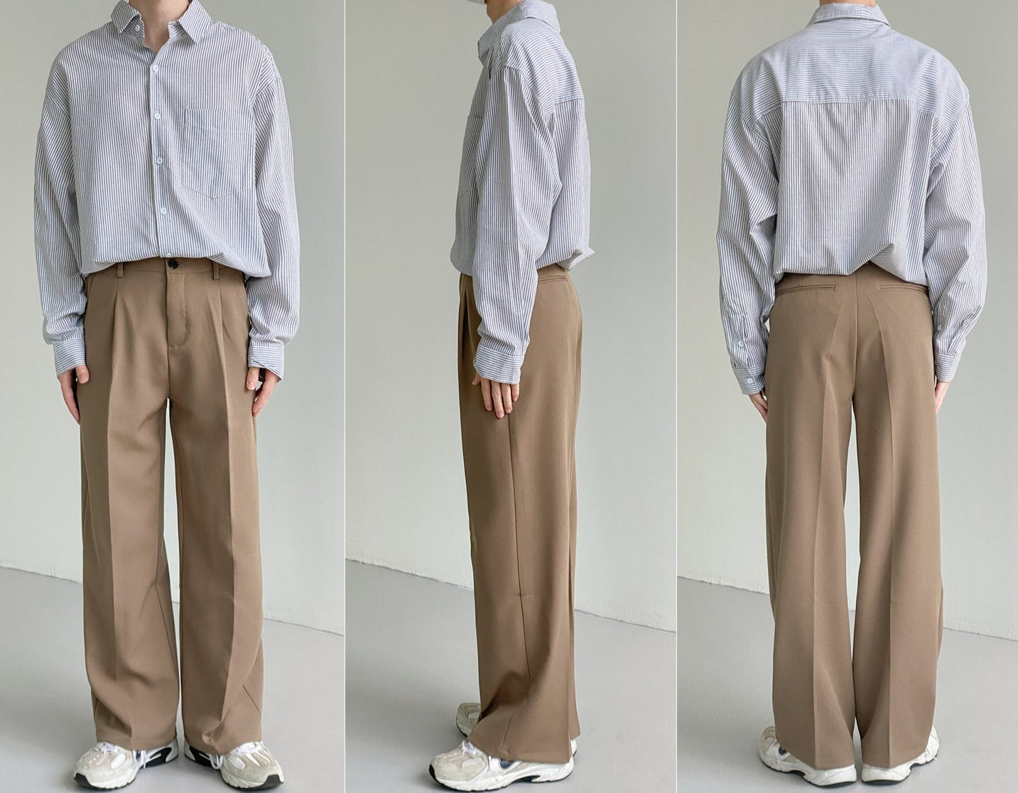 RT No. 5186 BROWN CASUAL DRAPE WIDE PANTS